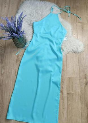 Стильное бирюзовое платье-миди с открытой спинкой от nasty gal размер xs