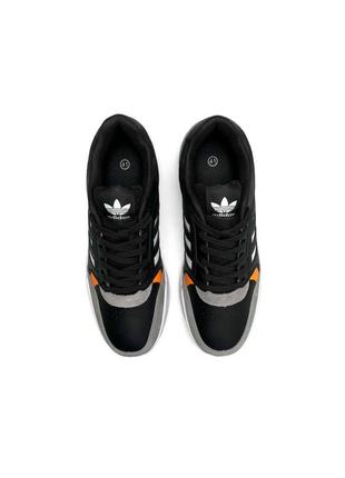 Мужские демисезонные кроссовки в стиле adidas drop step black grey orange адидас дроп степ черные с оранжевым эко-кожа весна-осень7 фото