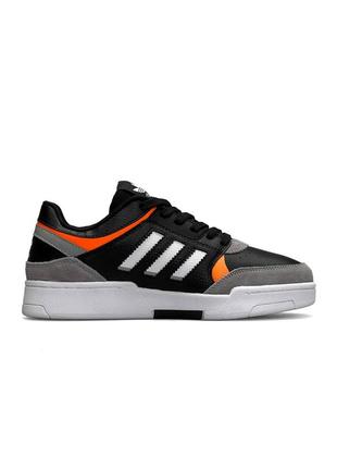 Мужские демисезонные кроссовки в стиле adidas drop step black grey orange адидас дроп степ черные с оранжевым эко-кожа весна-осень5 фото