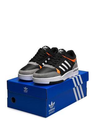 Мужские демисезонные кроссовки в стиле adidas drop step black grey orange адидас дроп степ черные с оранжевым эко-кожа весна-осень8 фото