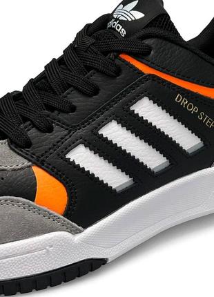 Мужские демисезонные кроссовки в стиле adidas drop step black grey orange адидас дроп степ черные с оранжевым эко-кожа весна-осень9 фото