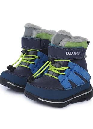 Зимові шкіряні мембранні сноубутси f705-483в з натуральним хутром ddstep