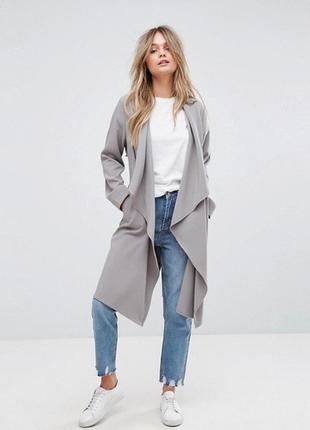 Пальто кардиган new look серый на запах минимализм базовый2 фото