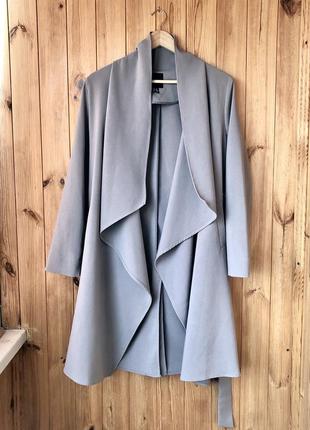 Пальто кардиган new look серый на запах минимализм базовый3 фото