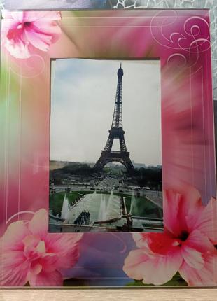 Красивая рамка для фото, фоторамка с цветами 9*13 стекло