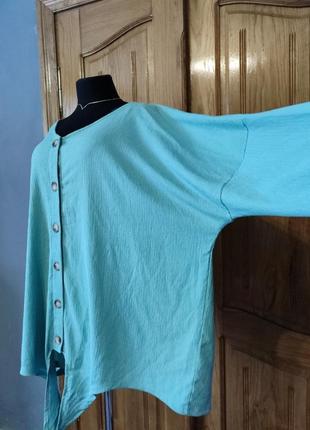 Красивая блуза на пуговицах снизу завязка фактурный материал батал3 фото