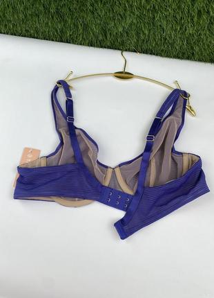 Бюстгальтер с тонкой чашкой thirdlove unlined sgadow stripe scoop bra 🇺🇸 blue.6 фото