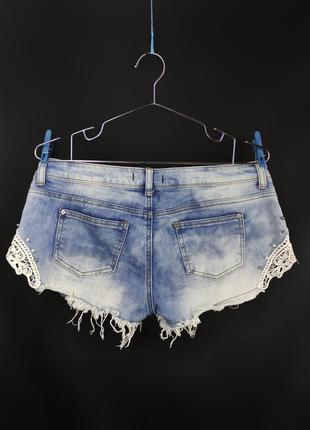 Шорти tally weijl з мереживом джинсові з вишивкою шортики короткі мереживні джинс4 фото