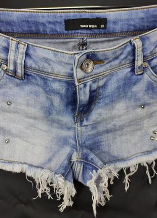 Шорти tally weijl з мереживом джинсові з вишивкою шортики короткі мереживні джинс2 фото