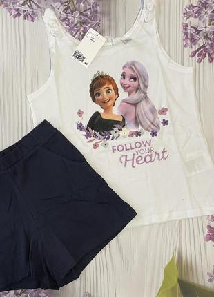 Костюм h&m frozen набір речей майка шорти футболка2 фото