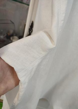 Блуза з льону та котону, xl, біла, об'ємна8 фото