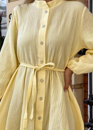 Платье женское короткое мини с поясом хлопковое легкое базовое нарядное праздничное белое белое розовое, желтое демисезонное весеннее на весну платья батал6 фото