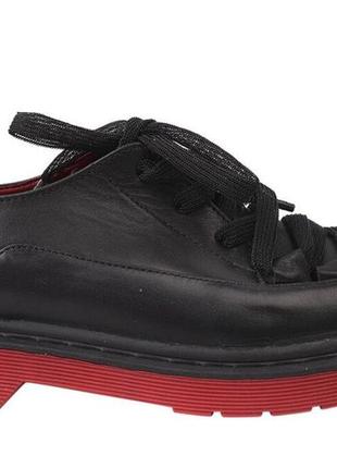 Туфли женские из натуральной кожи, на низком ходу, на шнуровке, цвет черный, marko rossi, 373 фото