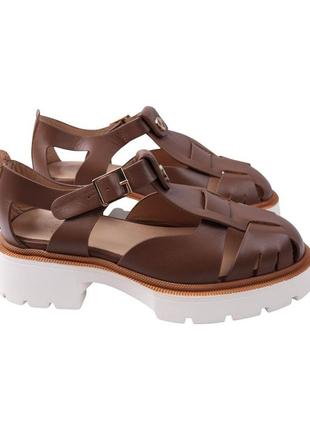 Босоножки женские aquamarin коричневые натуральная кожа, 37