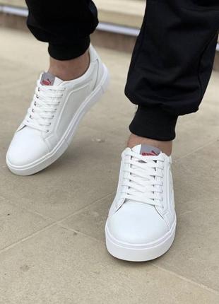 Чоловічі стильні шкіряні кросівки, кеди , туфлі в стилі puma beige brown white