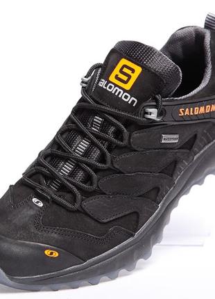 Кожаные кроссовки salomon dragon skin black4 фото