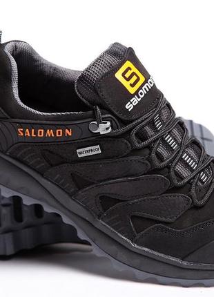 Кожаные кроссовки salomon dragon skin black5 фото