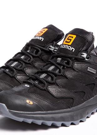 Кожаные кроссовки salomon dragon skin black7 фото