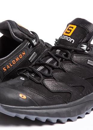 Кожаные кроссовки salomon dragon skin black8 фото