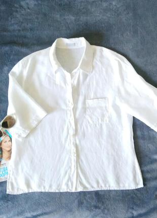 Рубашка 100%лён, белая, la strada, m3 фото