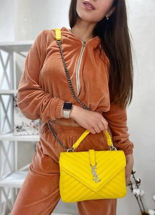 Женская сумка (лоран) полоски, ярко желтая3 фото
