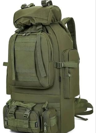 Большой тактический рюкзак с подсумком 80л 4 в 1 цвет хаки salemarket1 фото