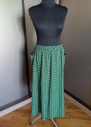 Зеленая юбка в горошек, батал3 фото