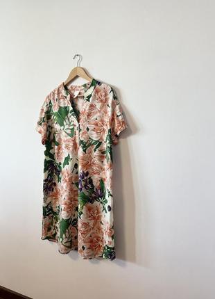 Платье из натуральной ткани в цветочный принт от h&amp;m🌿2 фото
