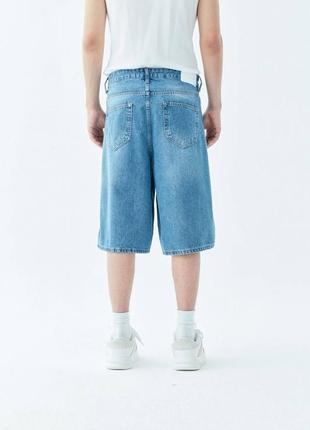 Стильные мужские широкие джинсовые шорты синие2 фото