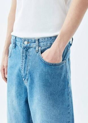 Стильные мужские широкие джинсовые шорты синие3 фото