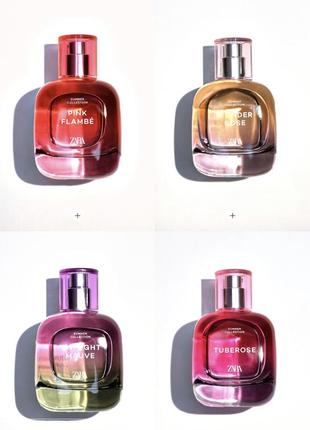 Жіночі літні парфуми zara.summer колекція  pink flambe.wonder rose.tuberrose.twilight  mauve