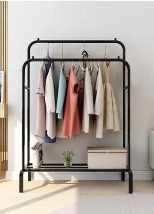 Двойная стойка для одежды черного цвета double floor hanger1 фото