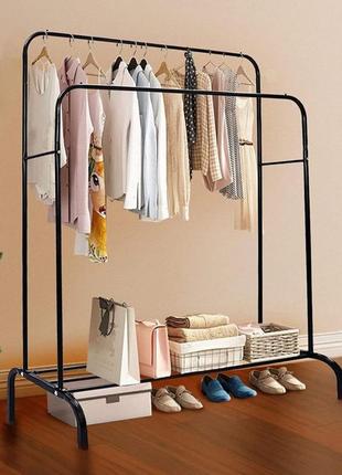 Двойная стойка для одежды черного цвета double floor hanger2 фото