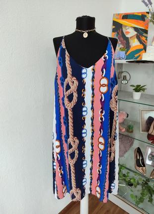 Платье сарафан трапеция, в стиле versace, батальное1 фото