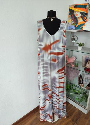 Платье сарафан макси трапеция в стиле тайдай, батальное1 фото