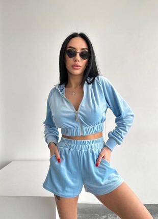 Жіночий спортивний велюровий костюм з шортами літній літо