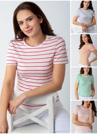 Стильна жіноча футболка рубчик, трендова футболочка рубчік, смугаста футболка,  стильна футболка в смужку