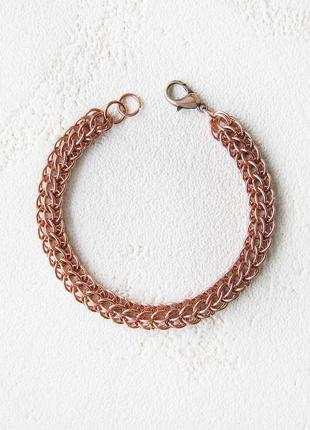 Мідний браслет ланцюжок. класичне перське плетіння. прикраси з міді для чоловіків і жінок