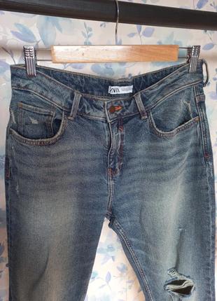 Джинси, сині джинси, джинси zara, прямі джинси, джинси з рваностями3 фото