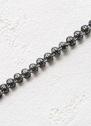 Черный металлический браслет цепочка. оригинальное кольчужное плетение3 фото