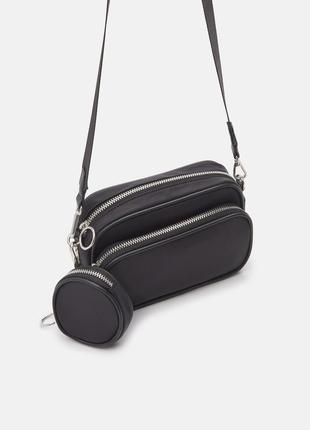 2в1 чорна сумка кросбоді з гаманцем в стилі zara2 фото