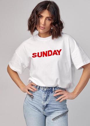 Женская футболка oversize с надписью sunday 231037