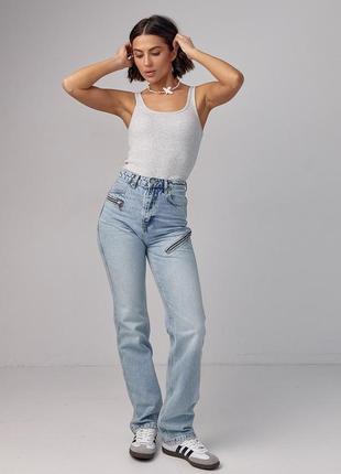 Жіночі джинси з блискавками 3202