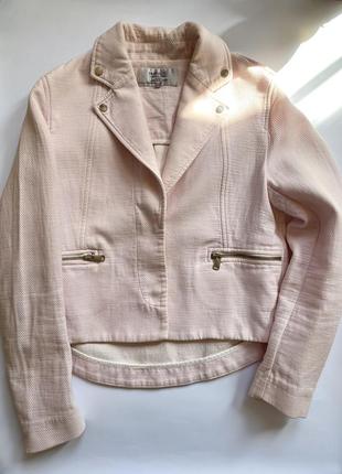 Zara женский укороченый пиджак куртка нежно розового цвета8 фото