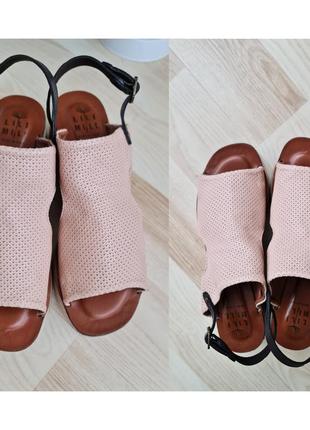 Жіночі босоніжки шкіряні босоніжки італійскі сандалі на платформі босоніжки на танкетці сандалі натуральної шкіри бежеві босоніжки3 фото