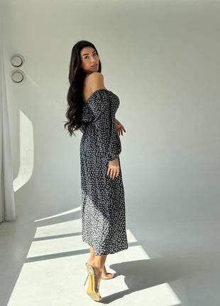 Платье платье летнее черное белое цветочный принт длинный длинный рукав декольте открытые...