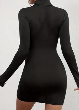 Чорна сукня с довгим рукавом2 фото