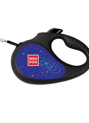 Поводок-рулетка для собак waudog r-leash, рисунок "космос. ракета", светоотражающая лента, l, до 50 кг, 5 м3 фото