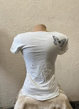 Белая футболка с бабочками / белая футболка женская2 фото