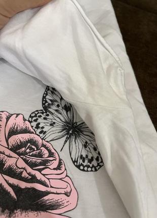 Белая футболка с бабочками / белая футболка женская5 фото